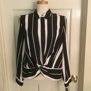 NWT!  Tahari Black/White Stripe Blouse